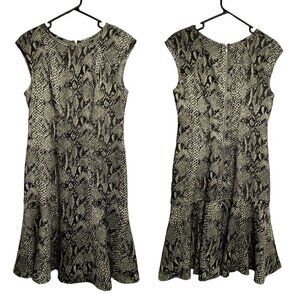 ANN TAYLOR Women Snakeskin Print Dress Sz 6 Gray Sleeveless Office Career 20-8